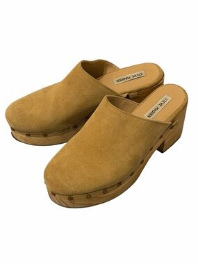 Steve Madden Women's Tan Suede Platform Clog Mules